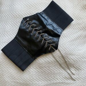 Black Corset Belt with Chain Lace-Up